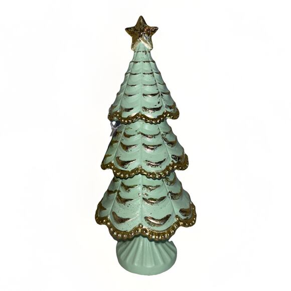 Cupcakes and Cashmere Green and Gold Glittery Christmas Tree Decor Mini Small 5" - Picture 1 of 4
